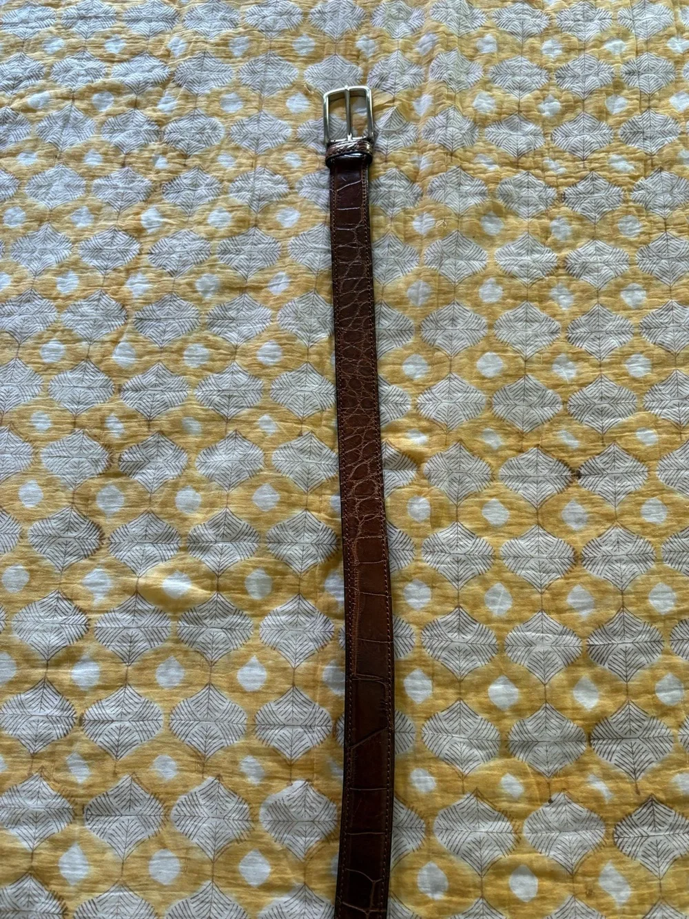 Coach Men's Brown Alligator and silver-toned brass buckle belt